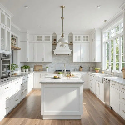 Custom White Shaker Modular Kitchen - View 6