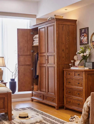 American Pastoral Red Cherry Wood Wardrobe - View 3