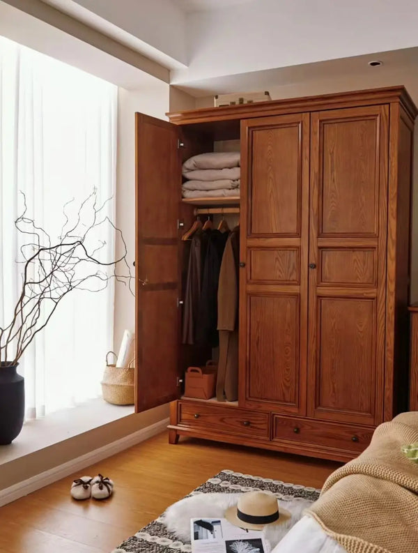 American Pastoral Red Cherry Wood Wardrobe - View 2