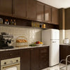 High-End Brown Wood and Glass Kitchen Cabinets - View 2