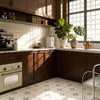 High-End Brown Wood and Glass Kitchen Cabinets - View 3