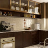 High-End Brown Wood and Glass Kitchen Cabinets - View 6