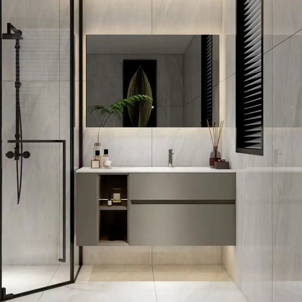 30-Inch Wall-Hung Bathroom Vanity with Mirror - View 5