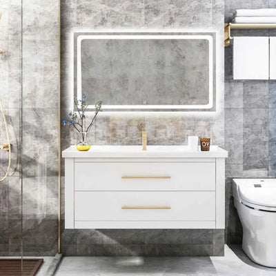 30-Inch Wall-Hung Bathroom Vanity with Mirror - View 2