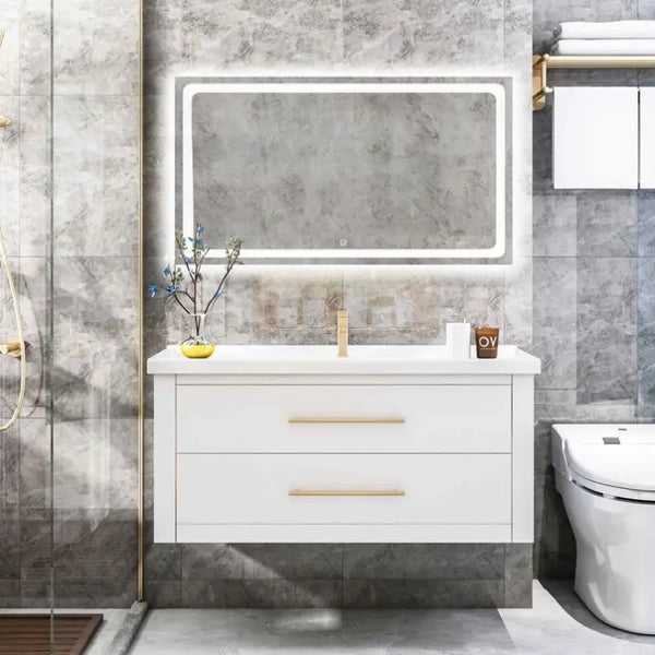 30-Inch Wall-Hung Bathroom Vanity with Mirror - View 2