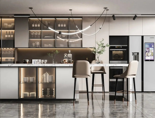 Custom Modular Kitchen with Marble Countertop - View 4