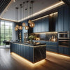 Custom Modular Kitchen with Marble Countertop