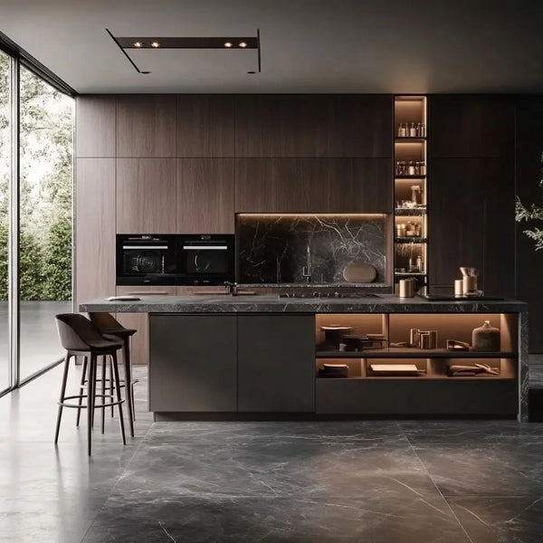 Custom Modular Kitchen with Marble Countertop - View 3