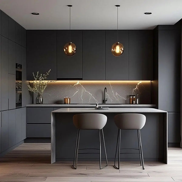 Custom Modular Kitchen with Marble Countertop - View 6