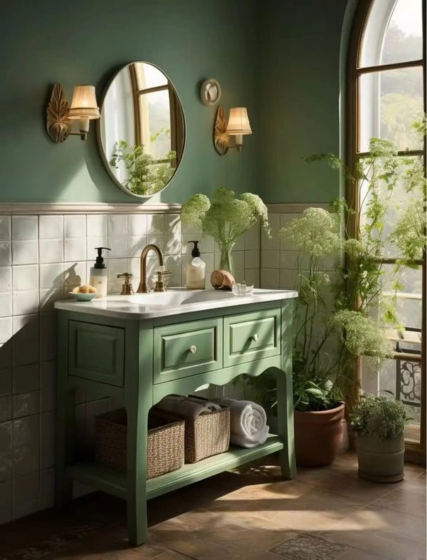 French Country Wall-Mounted Bathroom Vanity - View 5