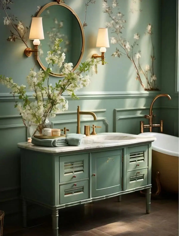 French Country Wall-Mounted Bathroom Vanity - View 6
