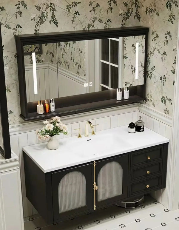 French Country Wall-Mounted Bathroom Vanity - View 3