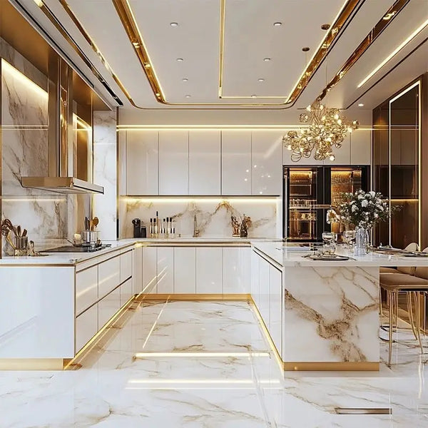 Glass-Front Fire-Resistant Modular Kitchen Cabinets