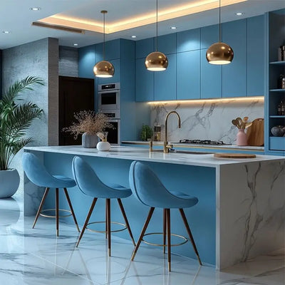 Glass-Front Fire-Resistant Modular Kitchen Cabinets - View 3
