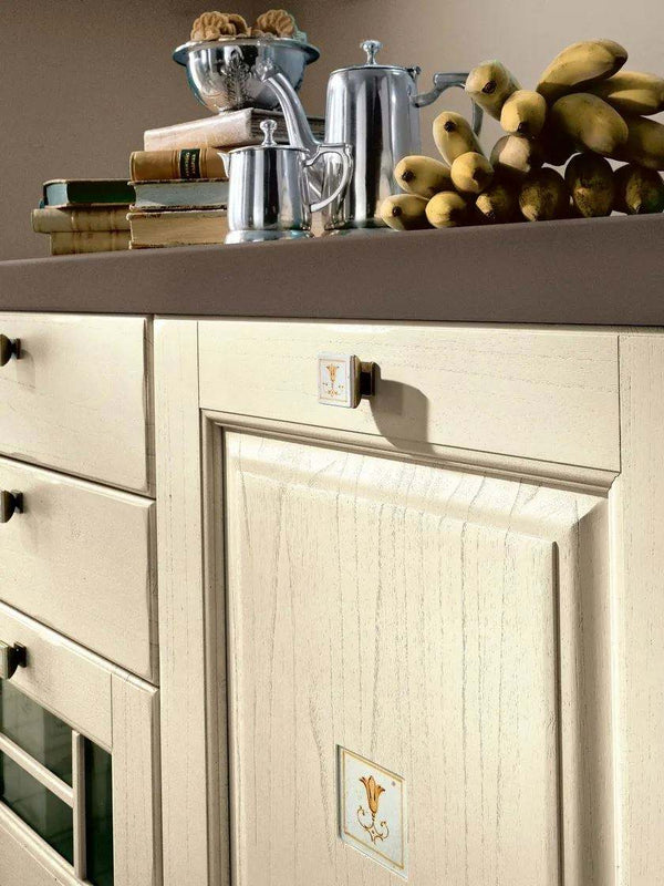 American White Kitchen Cabinets with Marble Countertops