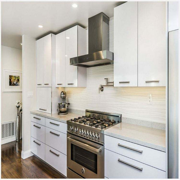High-Gloss Solid Pine Kitchen Cabinet Set