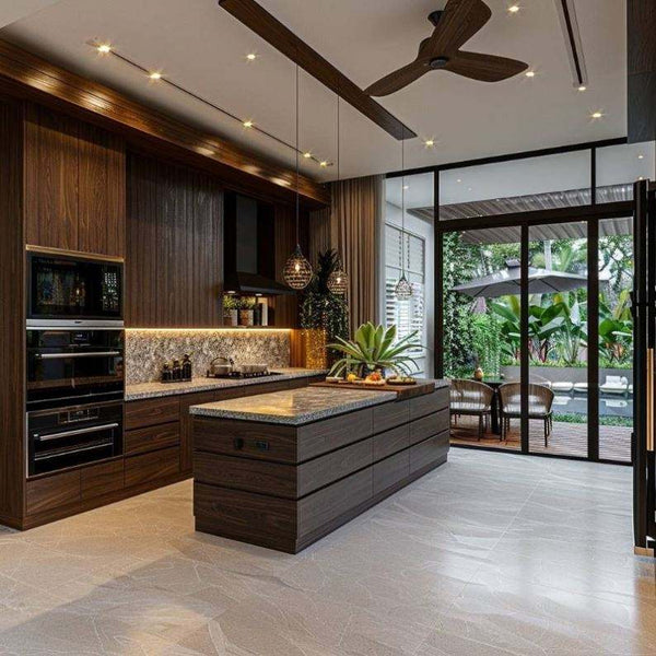 Waterproof Lacquered Kitchen Cabinets with Island