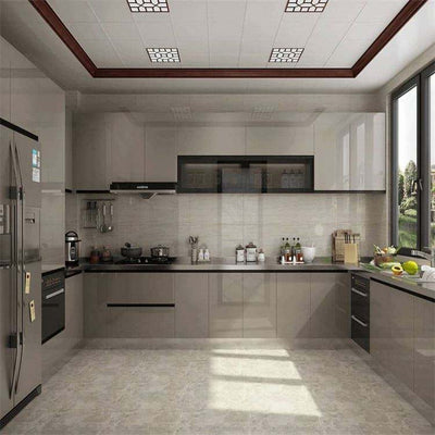 High-Gloss Solid Pine Kitchen Cabinet Set
