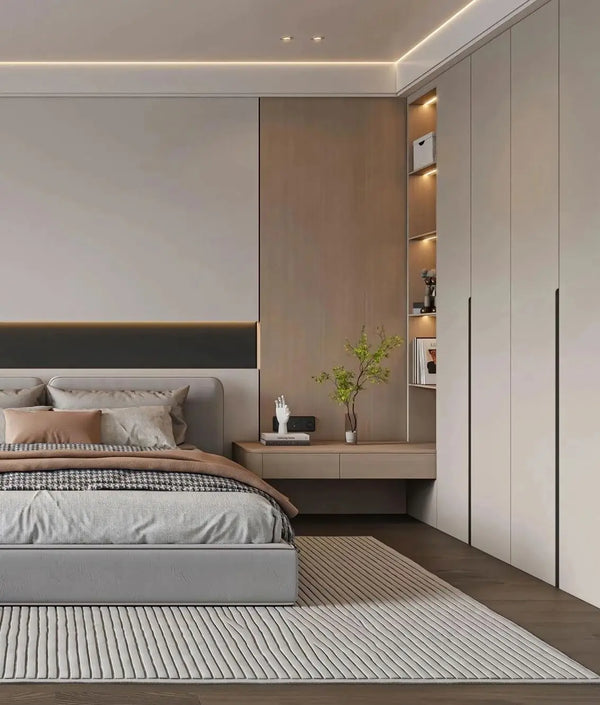 Integrated Hanging Nightstand and Wardrobe Set