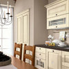 American White Kitchen Cabinets with Marble Countertops