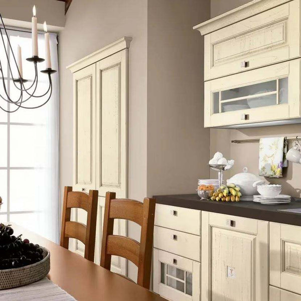 American White Kitchen Cabinets with Marble Countertops