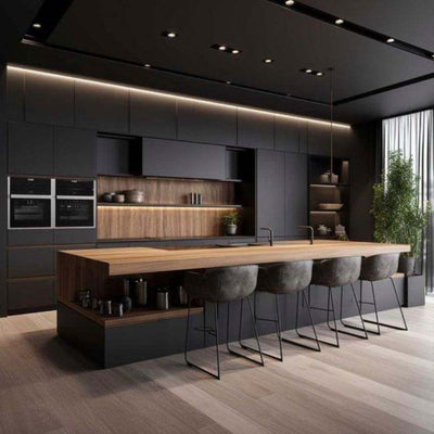 Waterproof Lacquered Kitchen Cabinets with Island