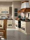 American White Kitchen Cabinets with Marble Countertops