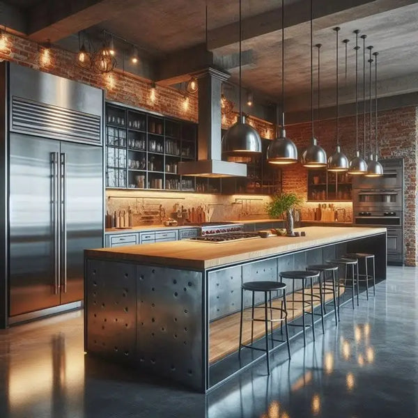 Industrial-Style Custom Modular Kitchen Cabinet System