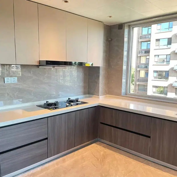 Luxury Modular Kitchen with Built-In Coffee Station