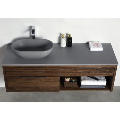 Wood Veneer Bathroom Vanity with LED Mirror