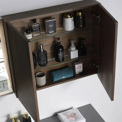 Wood Veneer Bathroom Vanity with LED Mirror - View 5