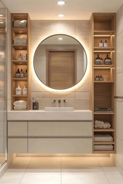 Gray Bathroom Vanity with LED Mirror - View 5
