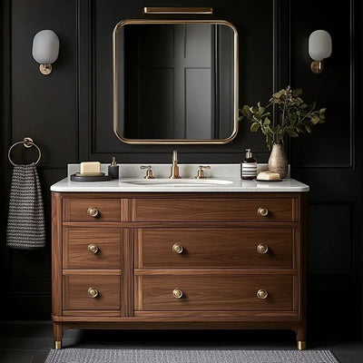 Gray Bathroom Vanity with LED Mirror - View 6