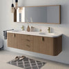 Modern Wall-Mounted Solid Wood Bathroom Vanity - View 3