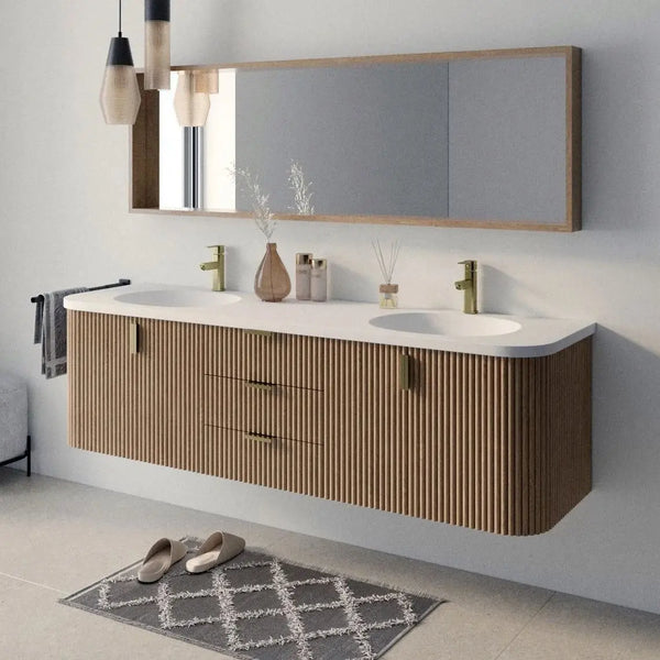 Modern Wall-Mounted Solid Wood Bathroom Vanity - View 3