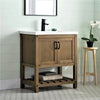 Floor-Standing Solid Wood Bathroom Vanity with LED Mirror - View 2