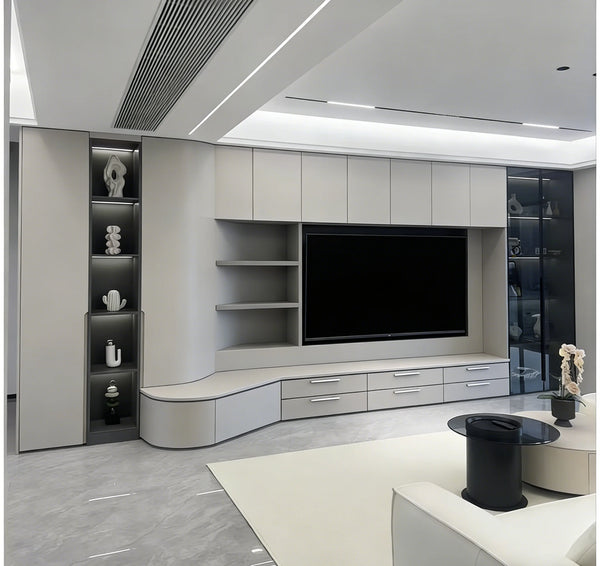 Extendable Gray TV Stand with LED Display - View 3