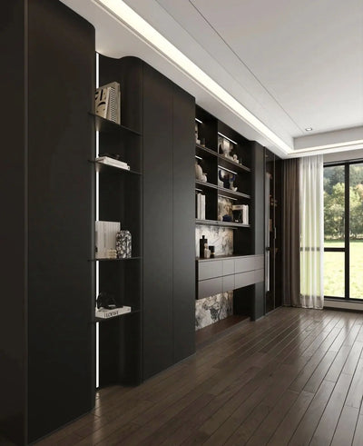 Space-Saving Solid Wood Bookcase Cabinet