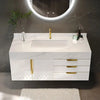 White High-Gloss Solid Wood Bathroom Vanity - View 3