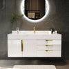 White High-Gloss Solid Wood Bathroom Vanity - View 2