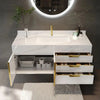 White High-Gloss Solid Wood Bathroom Vanity - View 6