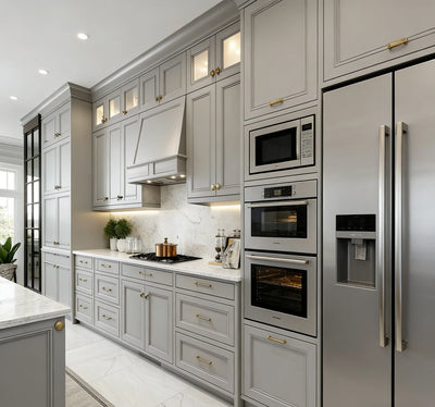 Muted Gray Solid Wood Kitchen Cabinet Set - View 6