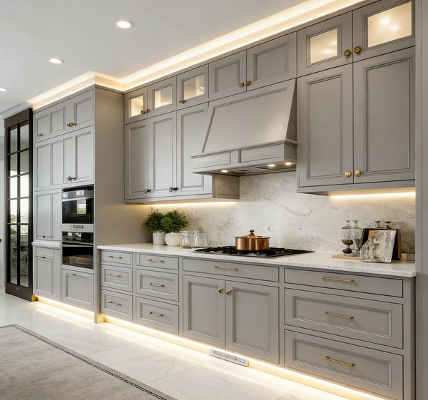 Muted Gray Solid Wood Kitchen Cabinet Set - View 4