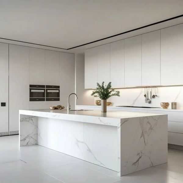 Fire-Resistant White Lacquer Modular Kitchen Cabinets