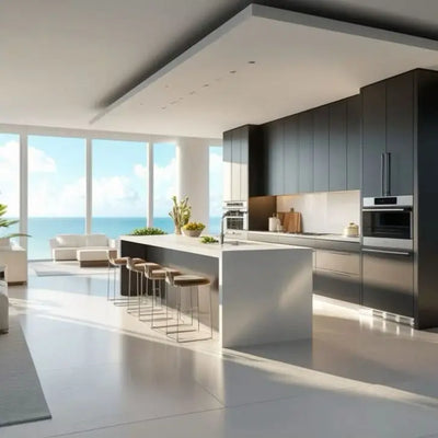 Fire-Resistant White Lacquer Modular Kitchen Cabinets - View 3