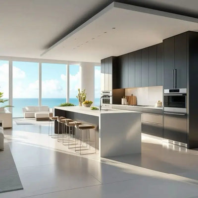 Fire-Resistant White Lacquer Modular Kitchen Cabinets - View 5