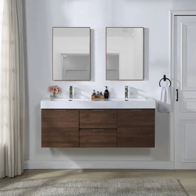 Double-Sink Wall-Mounted Bathroom Vanity - View 3