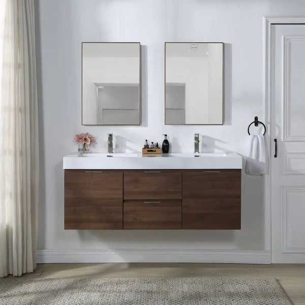 Double-Sink Wall-Mounted Bathroom Vanity - View 3